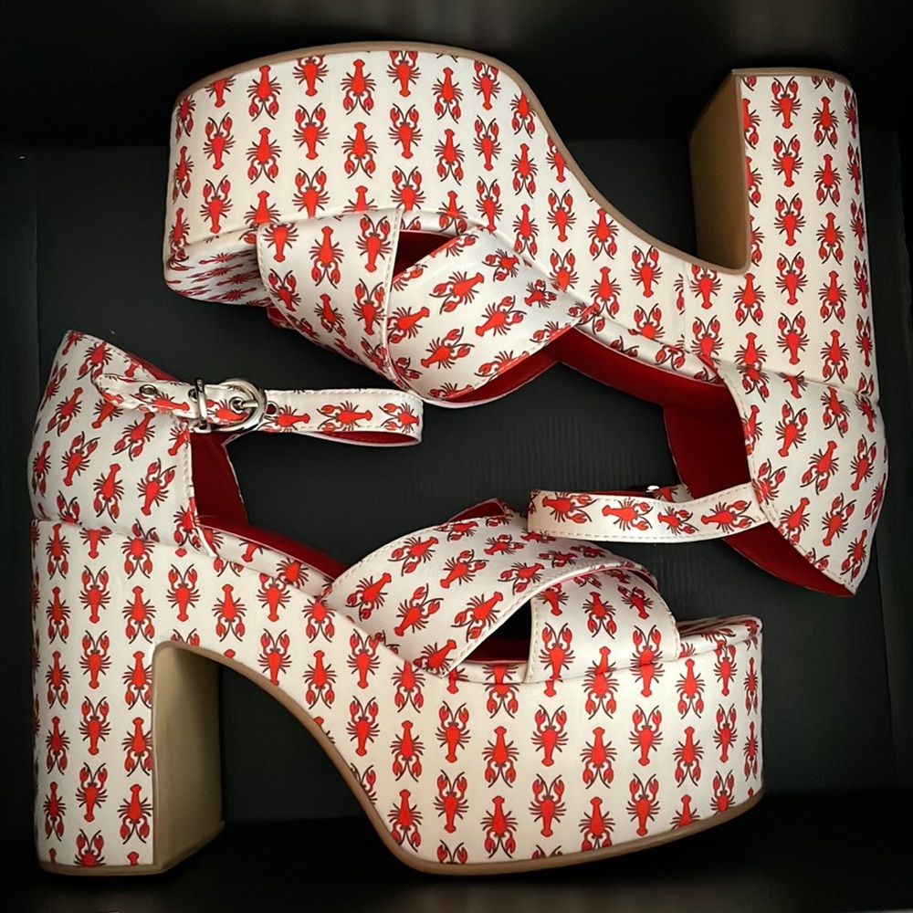 Jeffrey Campbell Red and White Platform Sandals